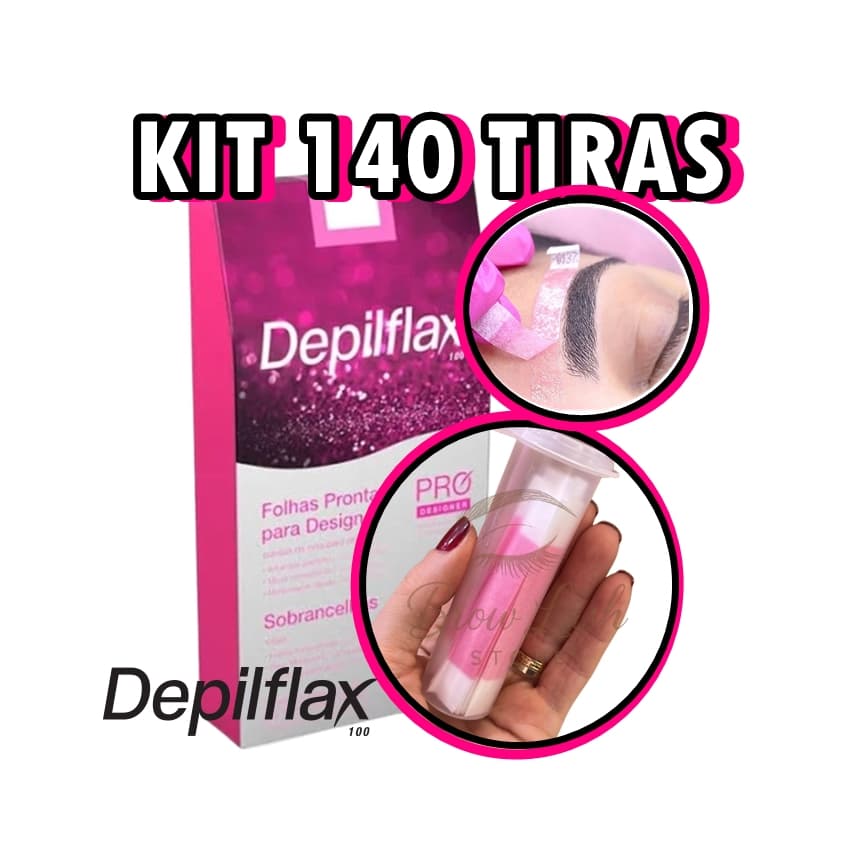 Kit140 Tiras de Cera de Sobrancelhas e Buço Depilação Depilflax Rosa Mosqueta
