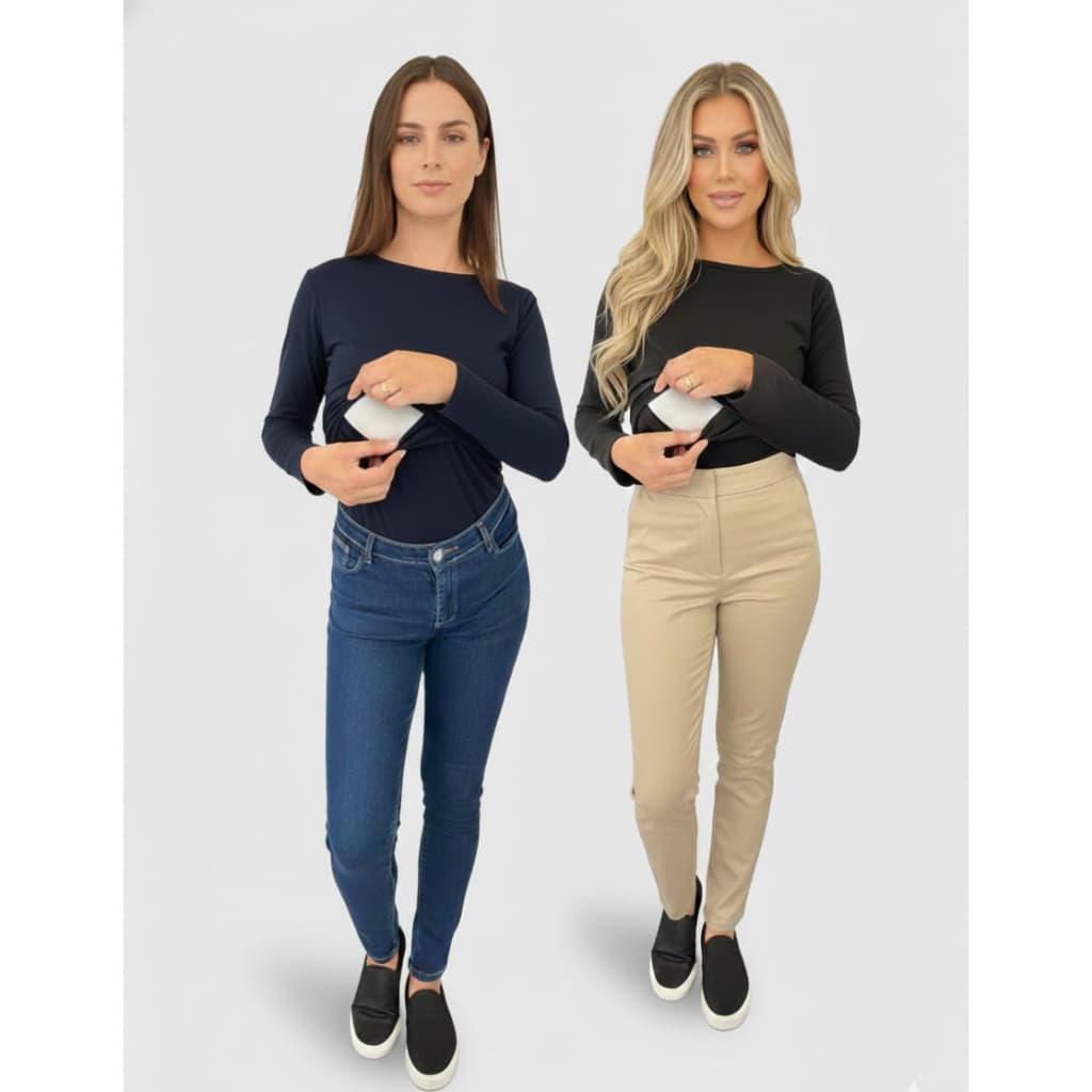 Kit 2 Blusas Femininas Térmicas Peluciadas Amamentação de Manga Comprida P ao GG