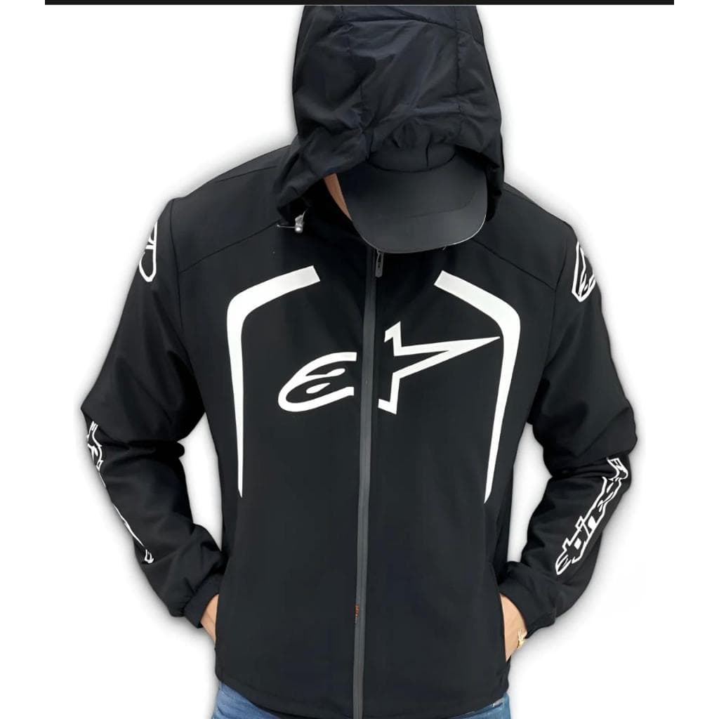 jaqueta masculina impermeável com capuz removível alpines