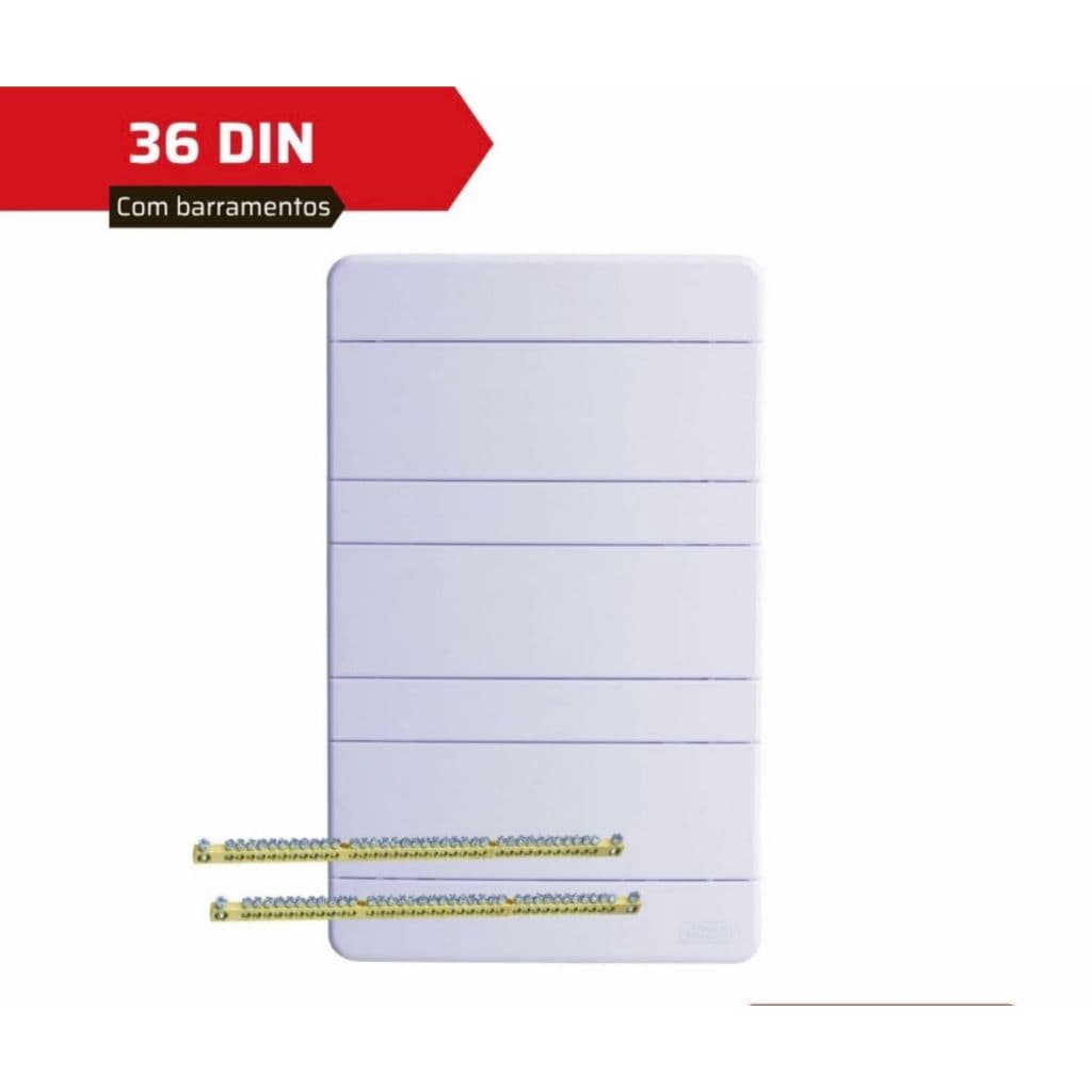 Quadro de Distribuição Embutir para 36 Disjuntores DIN com Barramentos