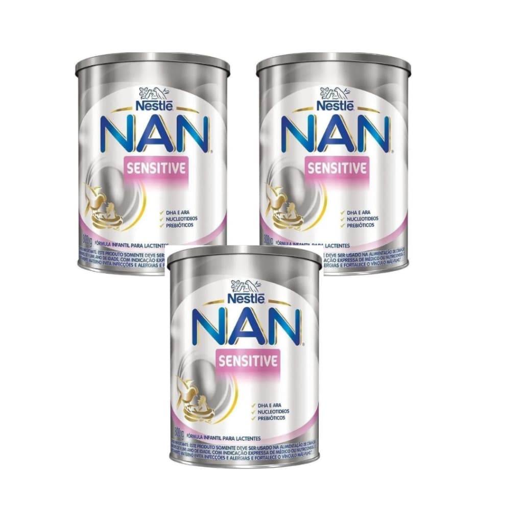 Kit C/3 Fórmula Infantil Em Pó Nestlé Nan Sensitive Sem Sabor