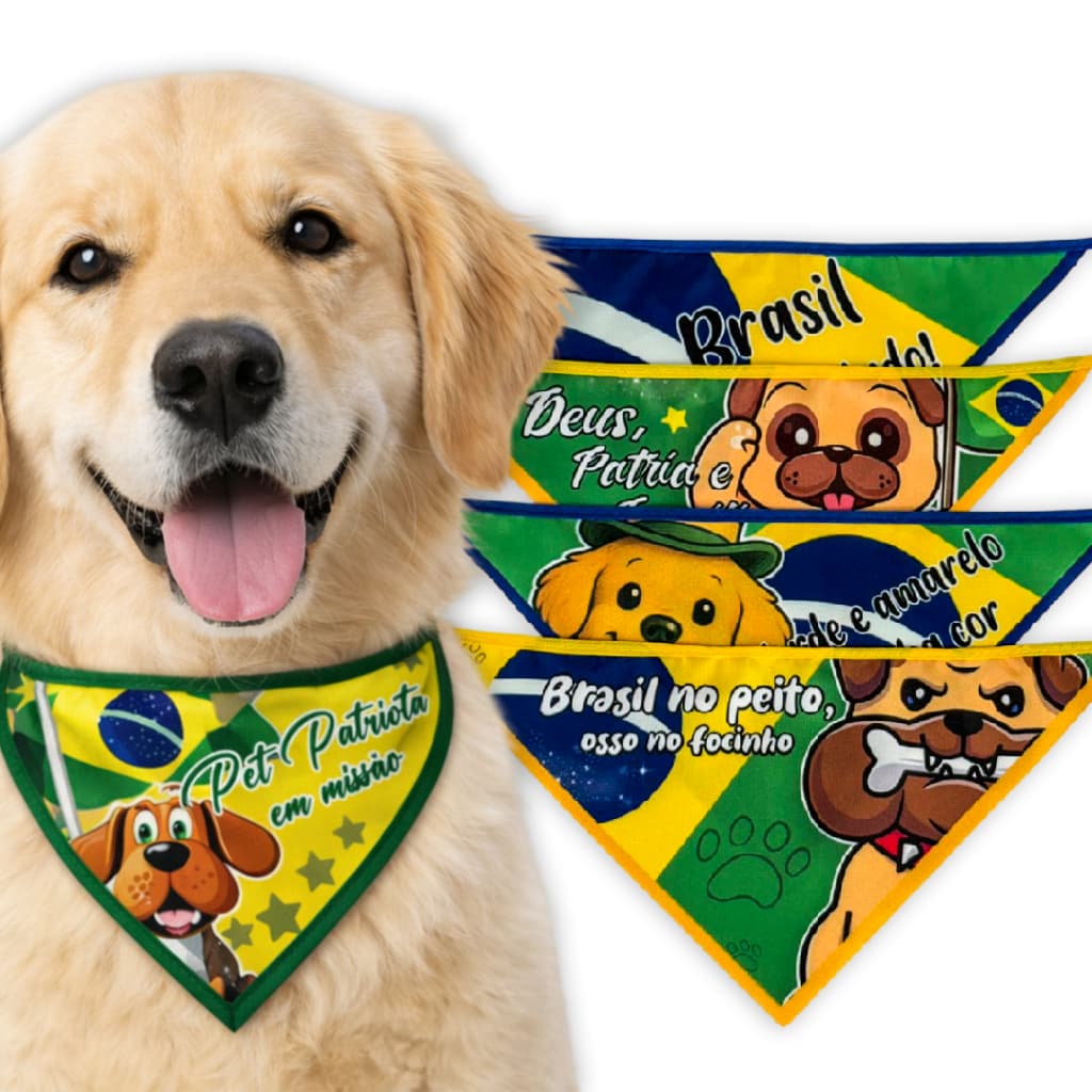 Bandana Pet Patriota Misto Macho e Fêmea - 10, 30 ou 50 Unidades - Pet Shop Banho e Tosa com Laços