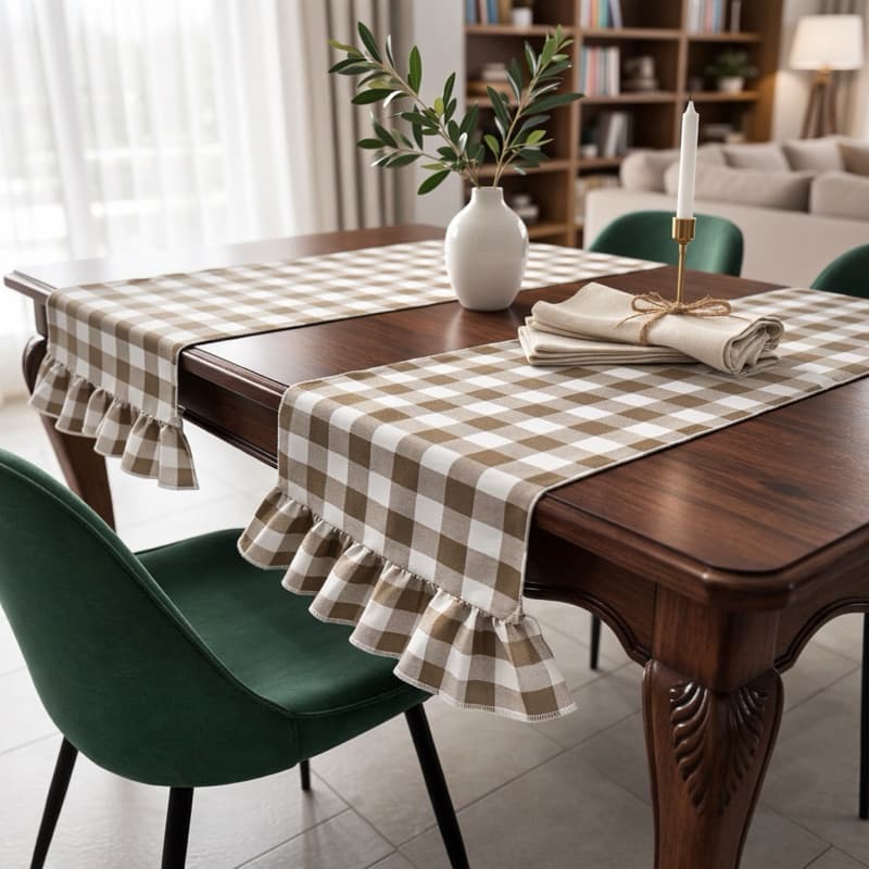 4 caminhos de mesa oxford/ Estilo FarmHouse XADREZ / jogo americano/ trilhos de mesa / passadeira de mesa / mesa posta