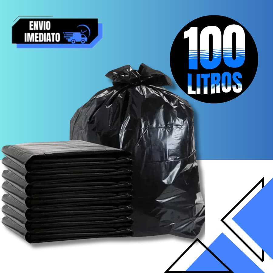 Saco de Lixo 100 Litros Resistente Pacote c/ 100 Unidades Preto