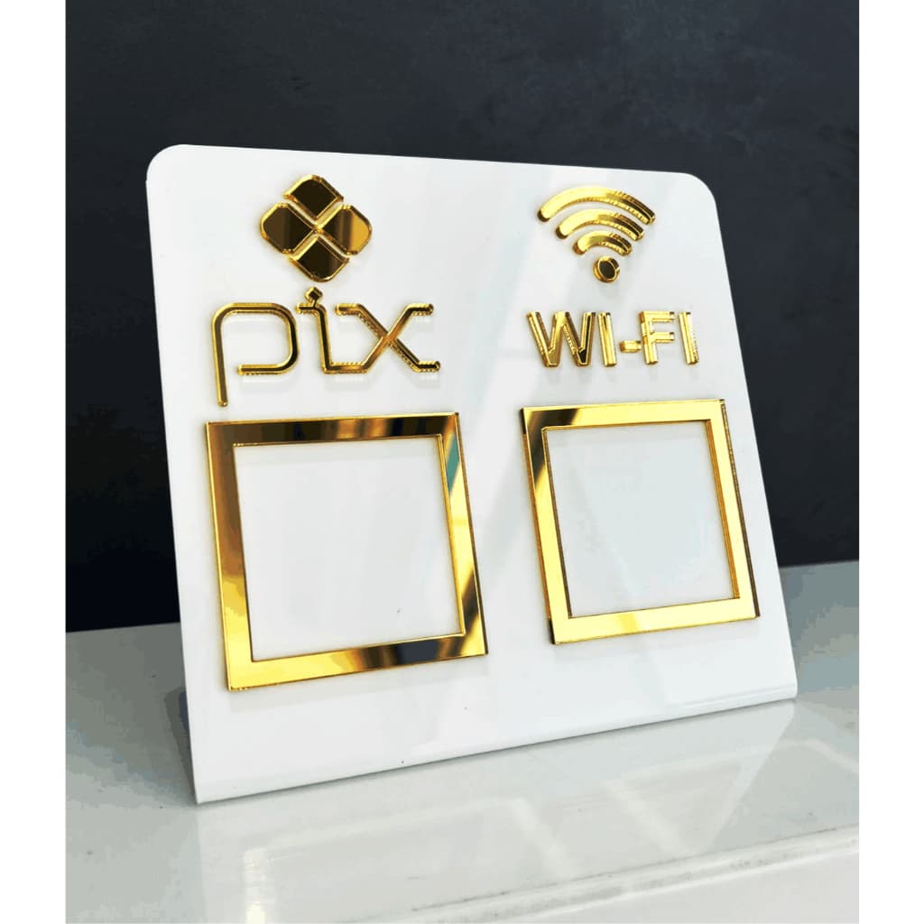 Placa Pix Display Mesa Balcão PIX e WI-FI