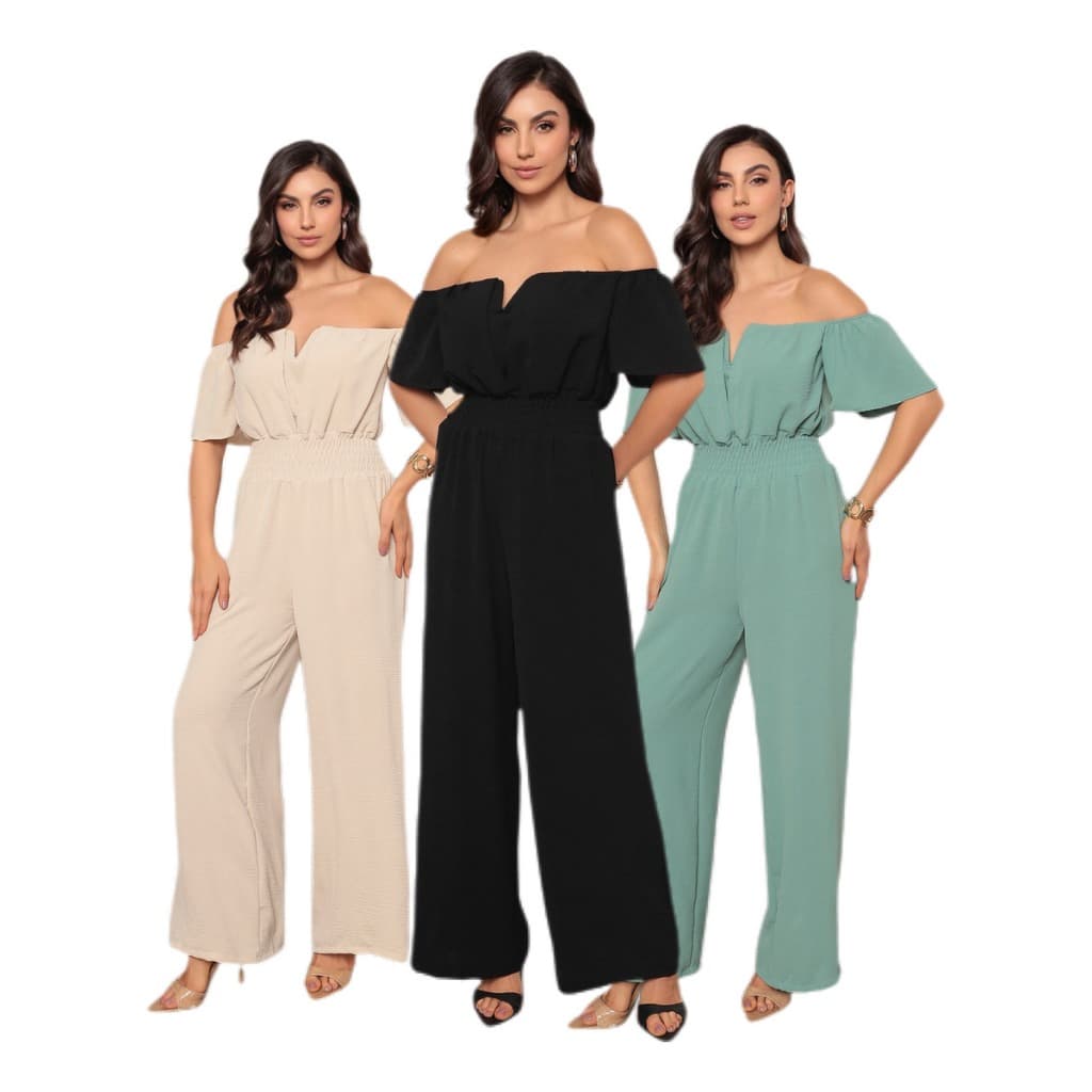 Macacão Feminino Longo Pantalona Ciganinha Acinturado