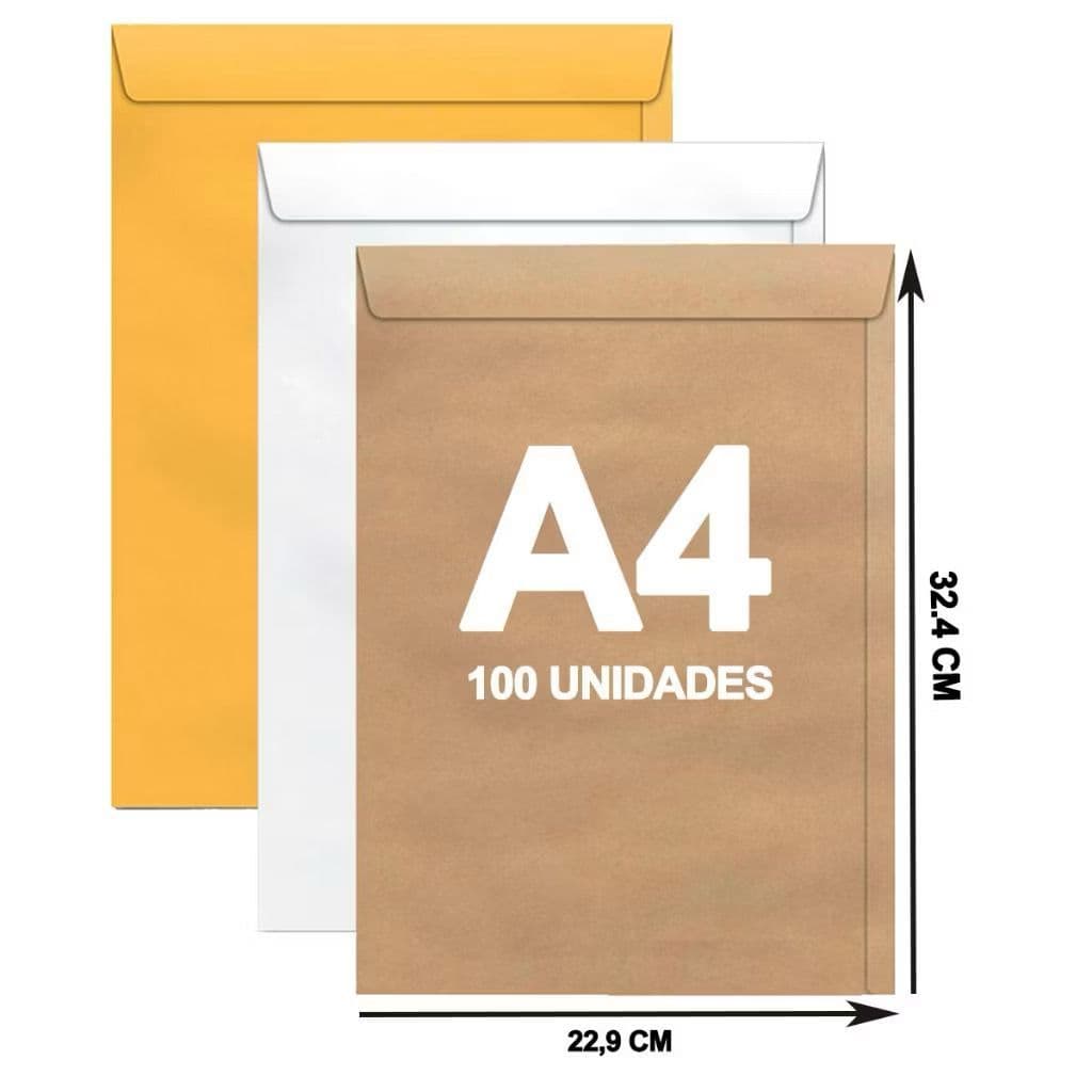 Envelope A4 22x32 cm Kraft 229x324 Pardo Curriculum Escritorio Branco Ouro Foroni