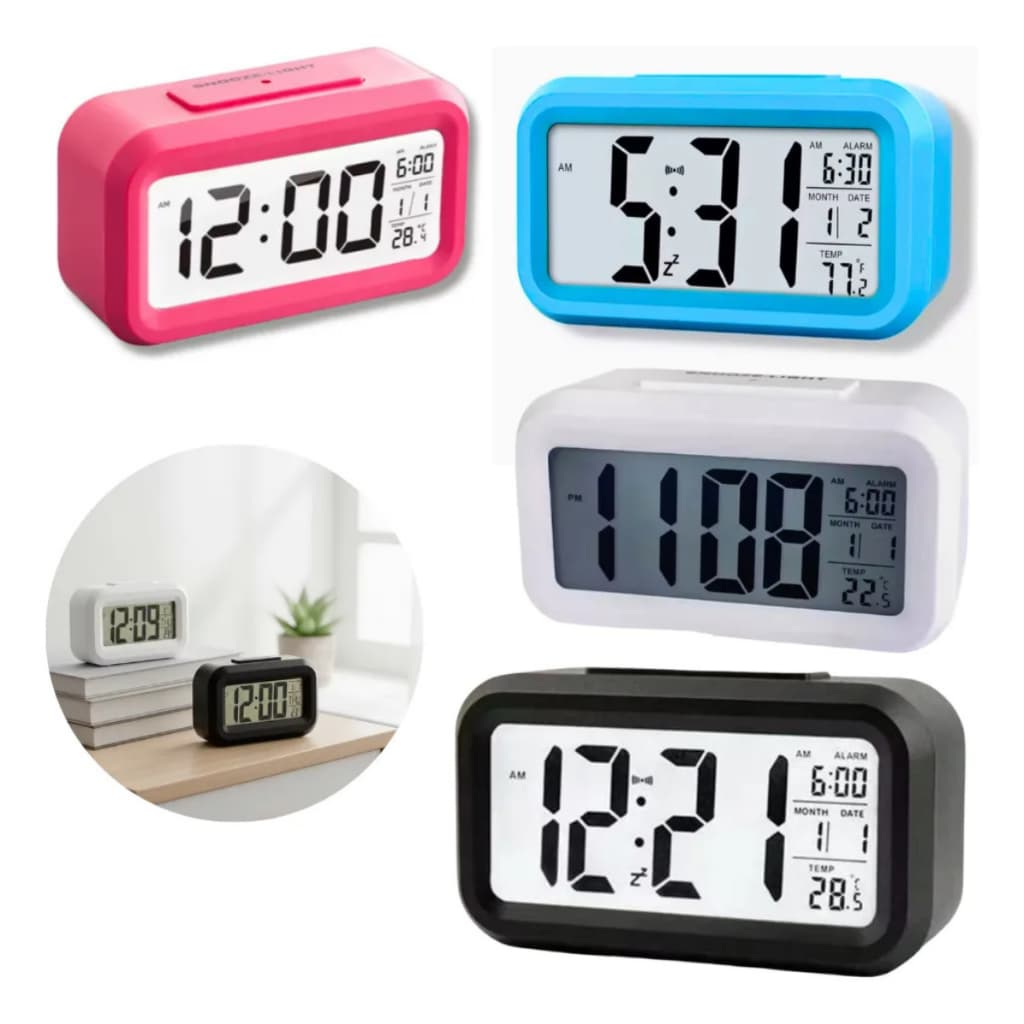 Mini Relógio Digital De Mesa Despertador Com Luz Temperatura Portátil