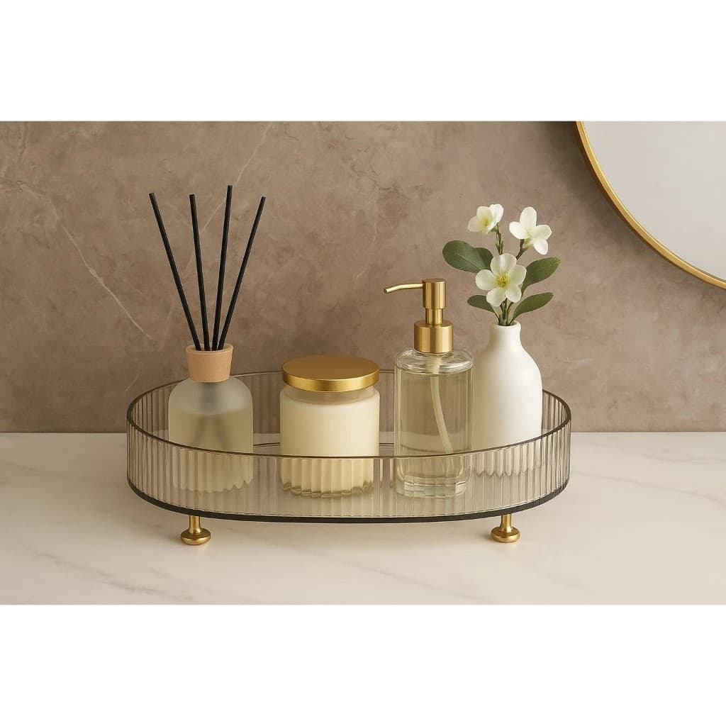 Caixa Organizadora De Mesa Bandeja Multiuso Para Maquiagem e Perfume Transparente
