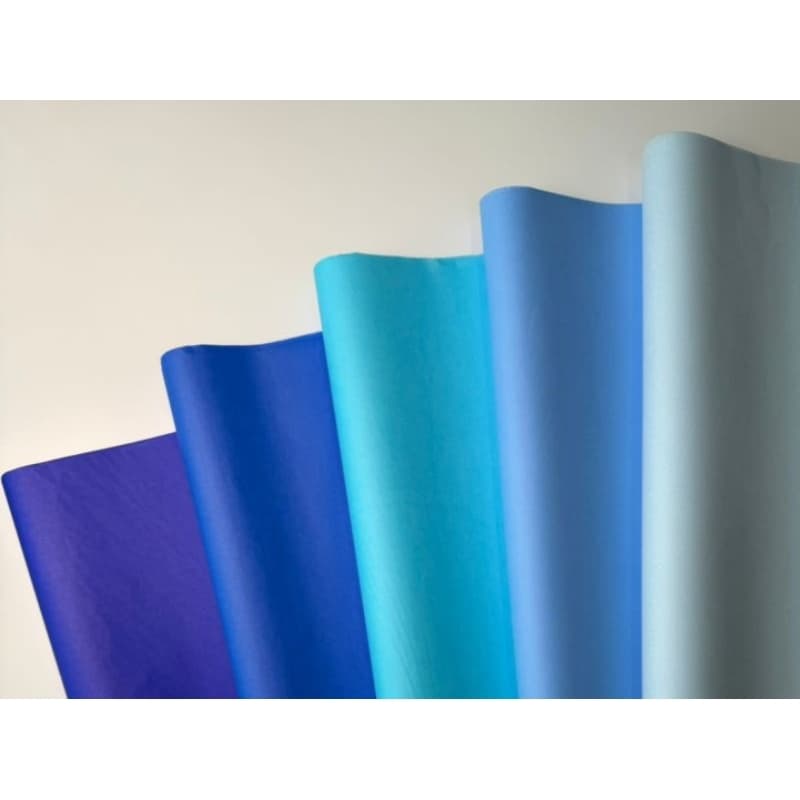 Papel de Seda Degrade Azul pct 100 Folhas,Sendo 20 folhas de Cada Cor,Embalagem,Papel de Presente, Roco