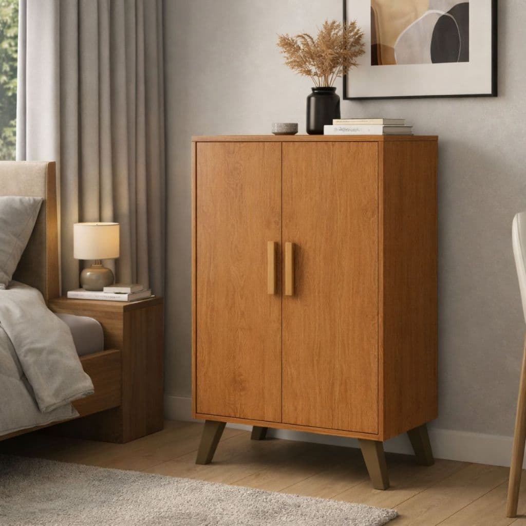 Sapateira Organizador Multiuso Calçados 2 Porta 2 Prateleira Design Moderno Quarto Sala Hall Entrada