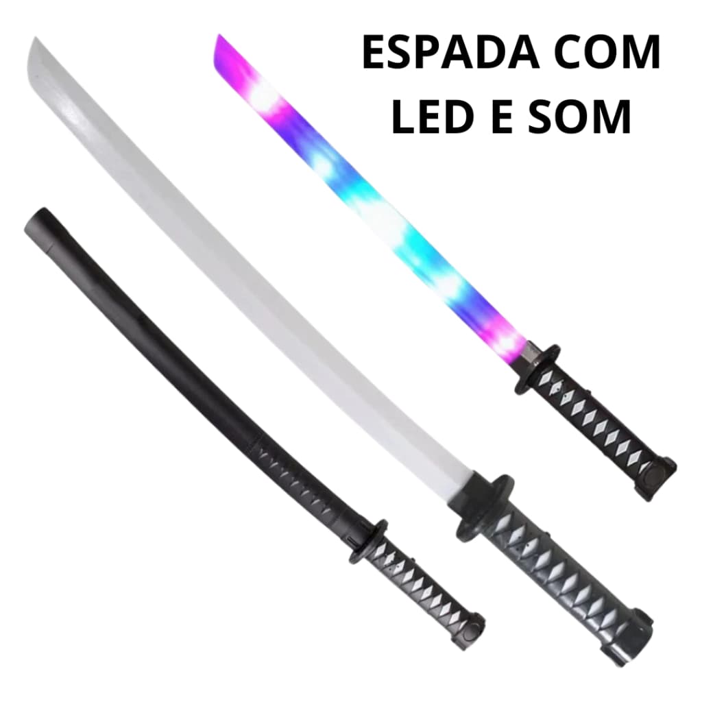 Espada Brinquedo Luz E Som Ninja Samurai Com Sensor Movimento Criança