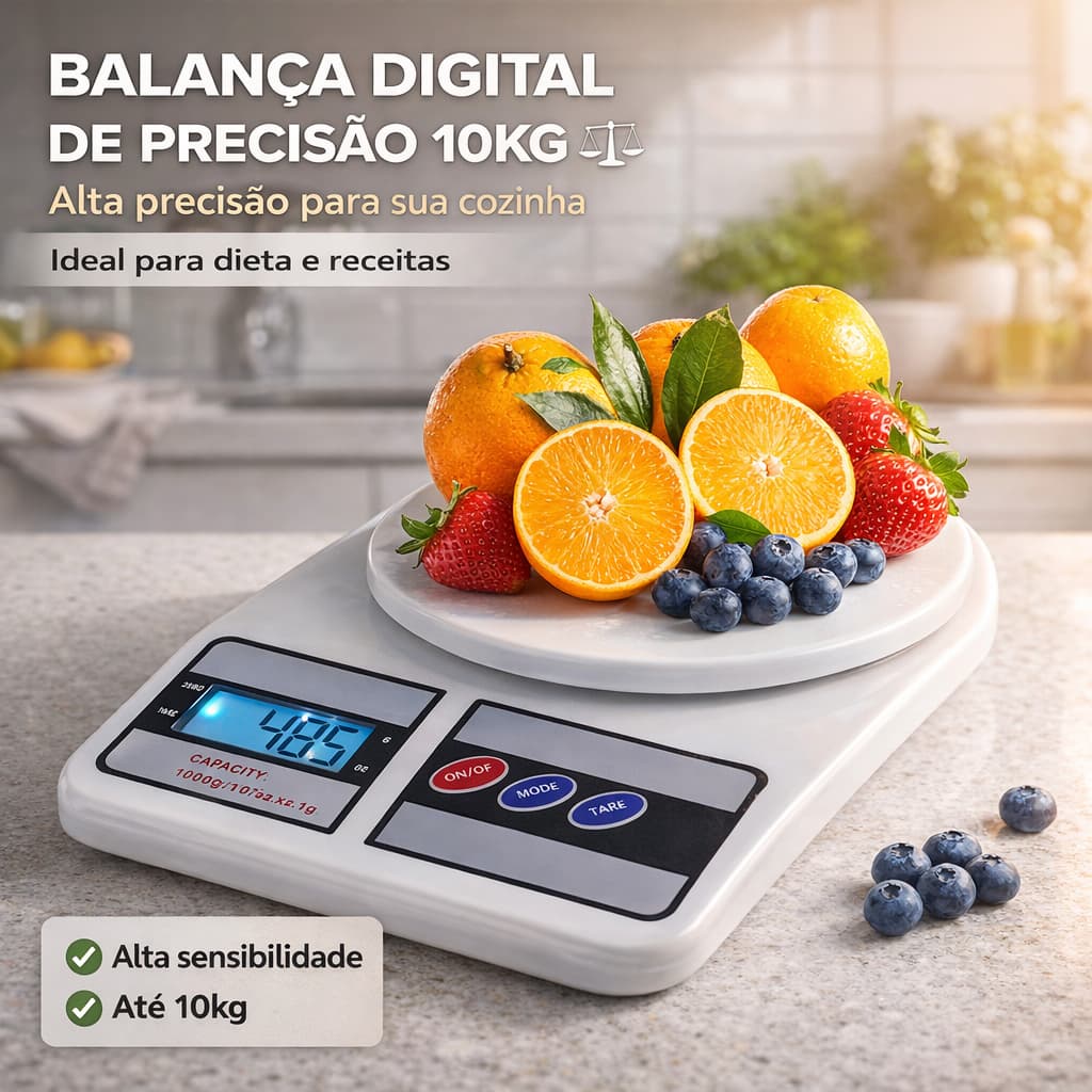 Balança Digital De Cozinha Alta Precisão Portátil Versátil Confeitaria Fitness Dieta 10kg