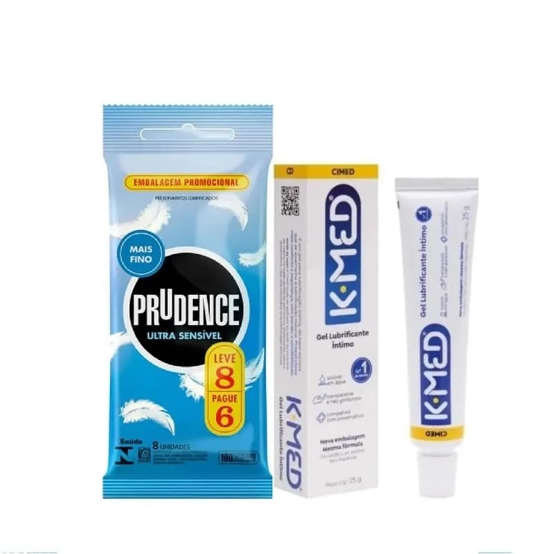 8 Preservativo Prudence Ultra Sensivel com Lubrificante Kmed 25 gramas