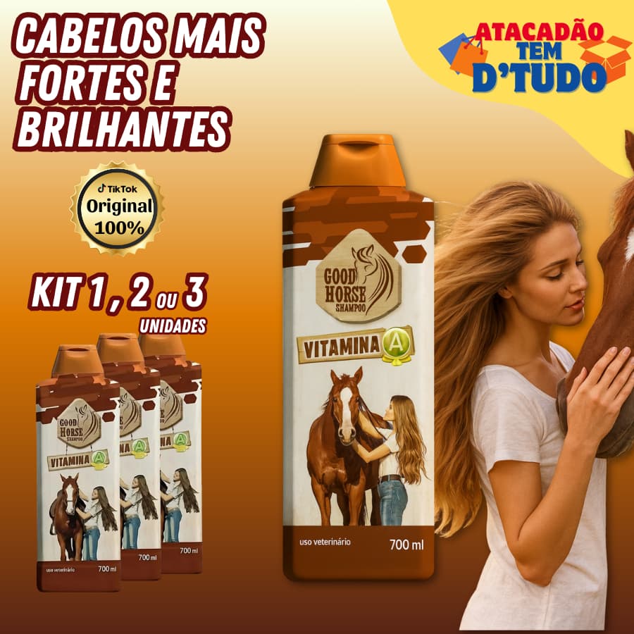 Good Horse Shampoo 1, 2 ou 3 Unidades Para Cavalo Vitamina A 700ml Original Cabelo Crescimento