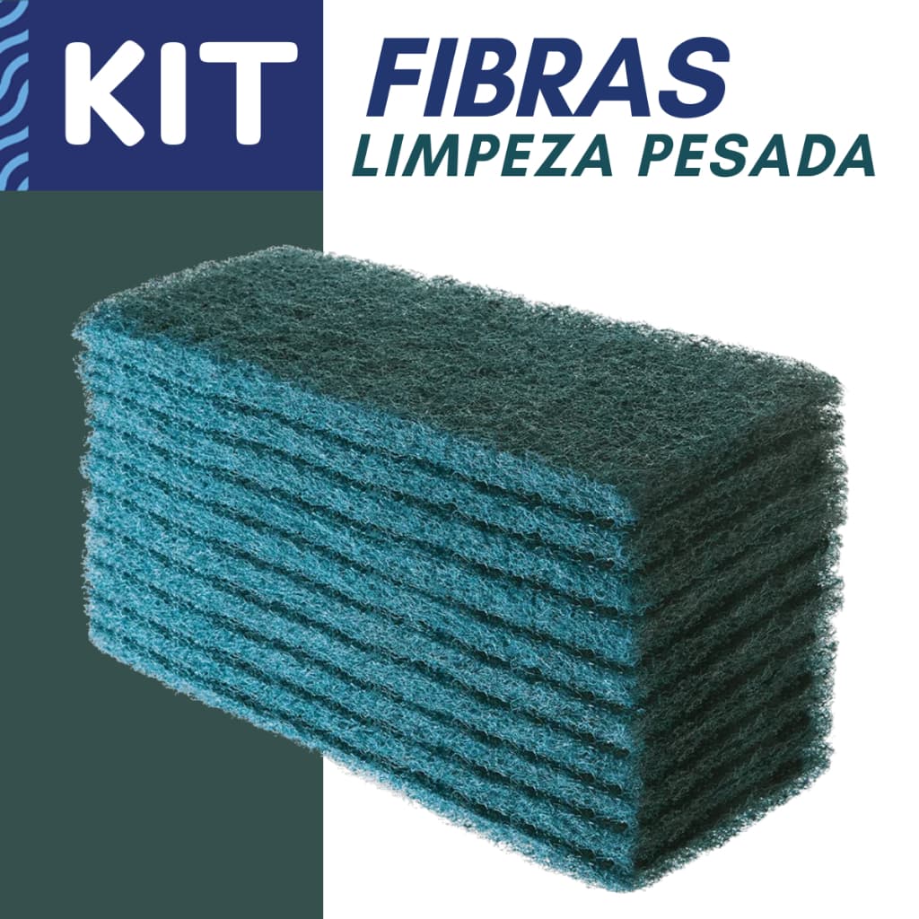 Kit Fibras Limpeza Pesada Esponja Verde Abrasiva Tira Argamassa Ferrugem Sujeira Grossa Bucha