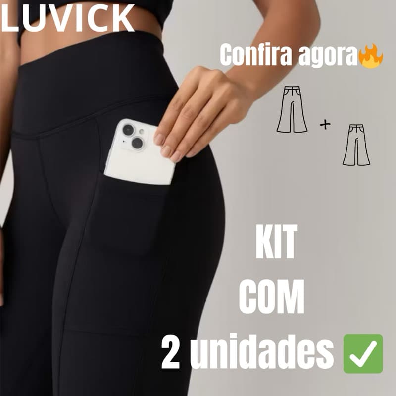 KIT Calça Leging Com Bolso Zero Transparência Tecido Grosso