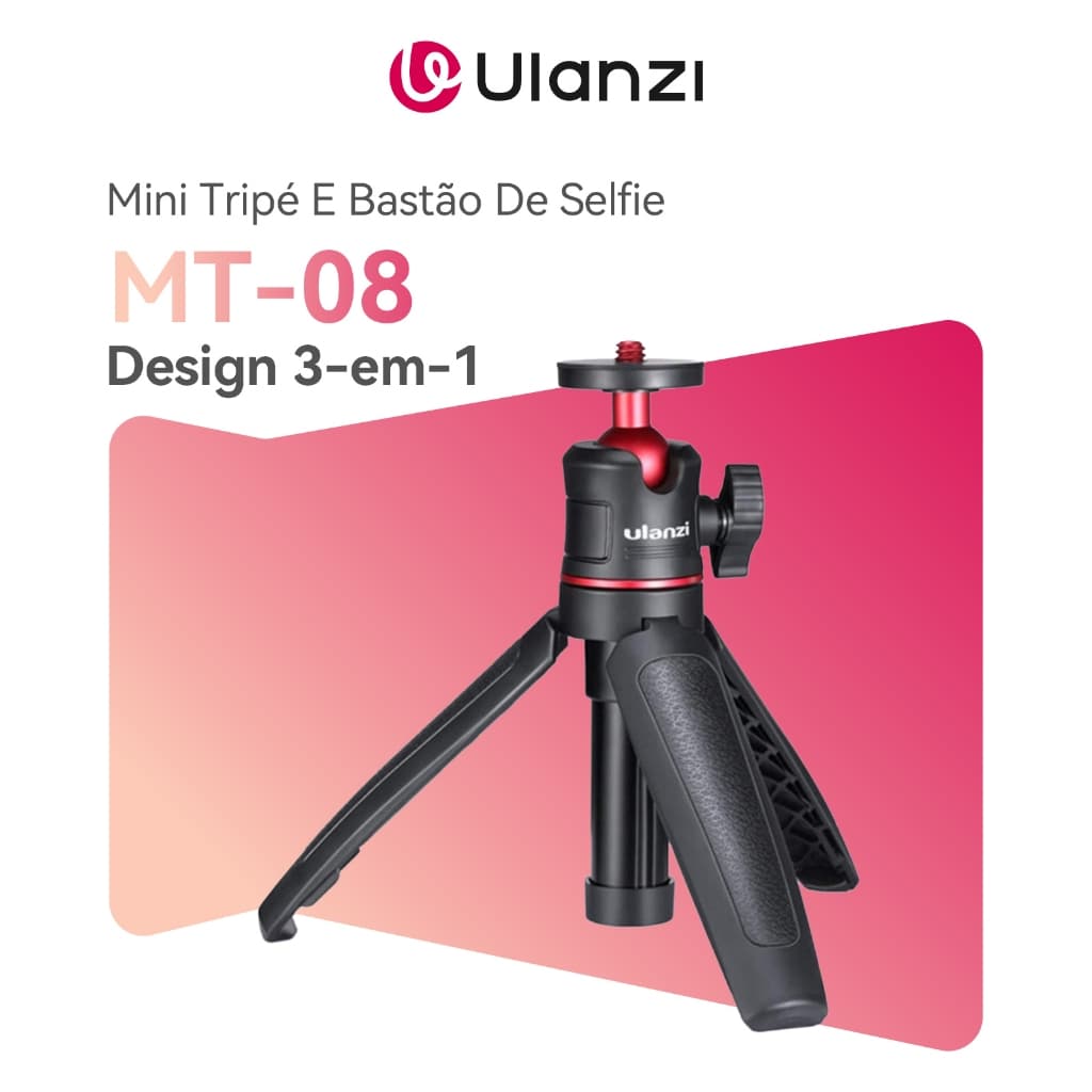 ULANZI MT-08 Mini Tripé E Bastão De Selfie Para Celular iPhone E Câmera Sony ZV-1 Canon G7X Vlogging