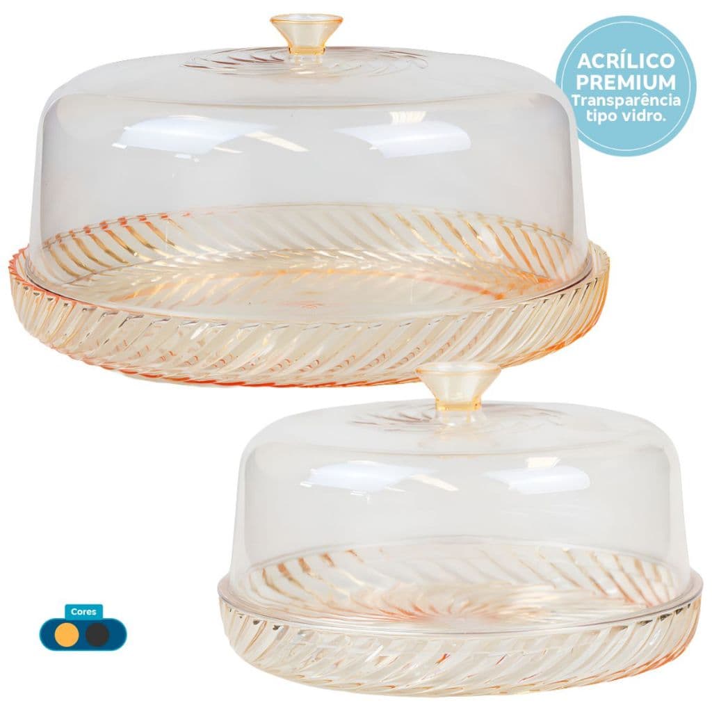 Boleira Borda Alta e Queijeira Tampa Em Acrílico Mesa Posta e Confeitaria