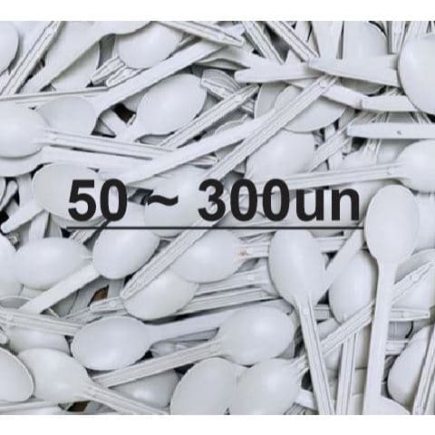 50~300 🥄Colheres Branca Descartáveis Reforçadas Flexíveis para Sobremesa e Sorvete 🍦