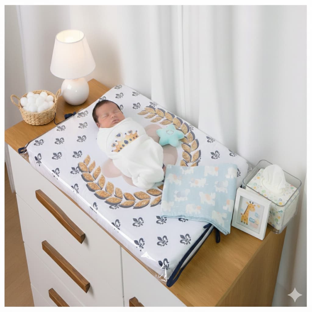 Trocador De Fraldas com Capa Plástica para Cômoda e Berço Menina Menino 01 Peça