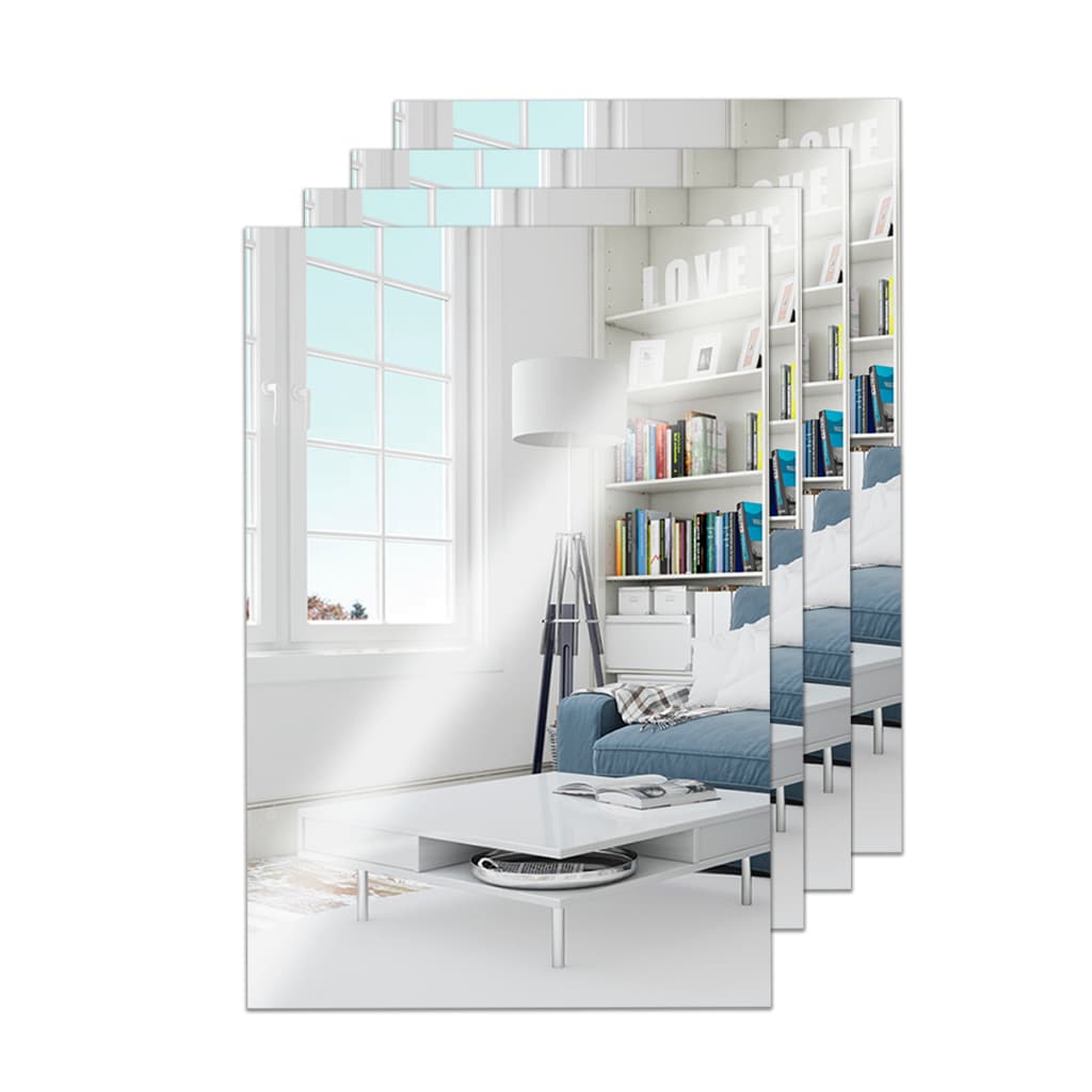 Kits 1 a 4 Espelhos Adesivo Decorativo Acrílico 20x30 Retangulares