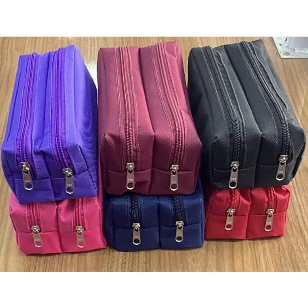 Estojo Escolar 2 Divisória Zíper Porta Lápis Simples Universitário Escolar Escritório Colorido Papelaria