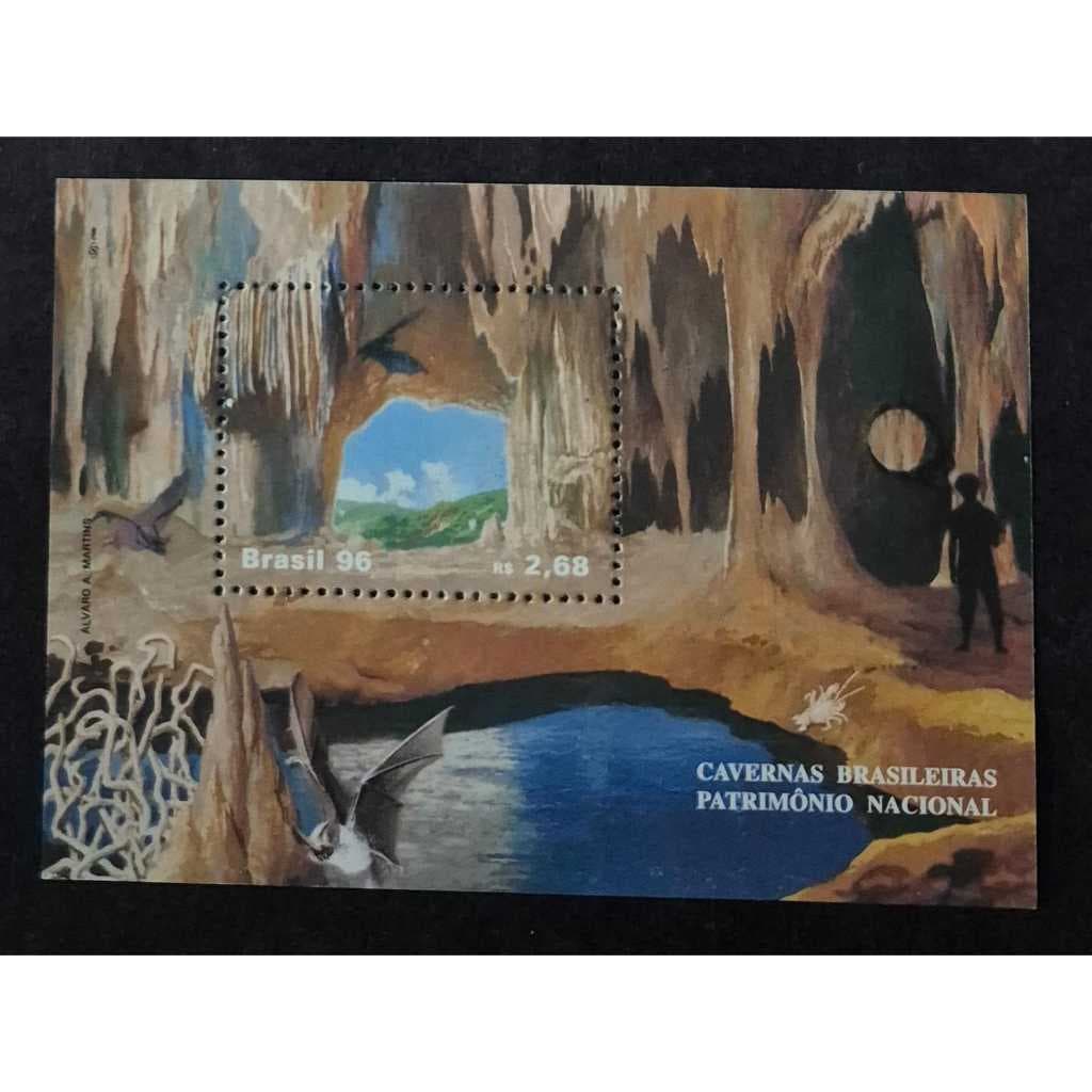 Bloco selo dos correios B104 - cavernas brasileiras - 1996. Filatelia.