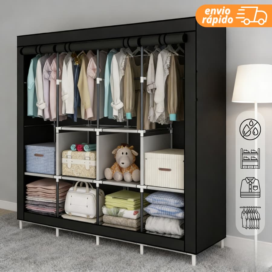 Guarda Roupa de Casal Dobrável Organizador De Roupas Multiuso Armário Organizador com Divisórias