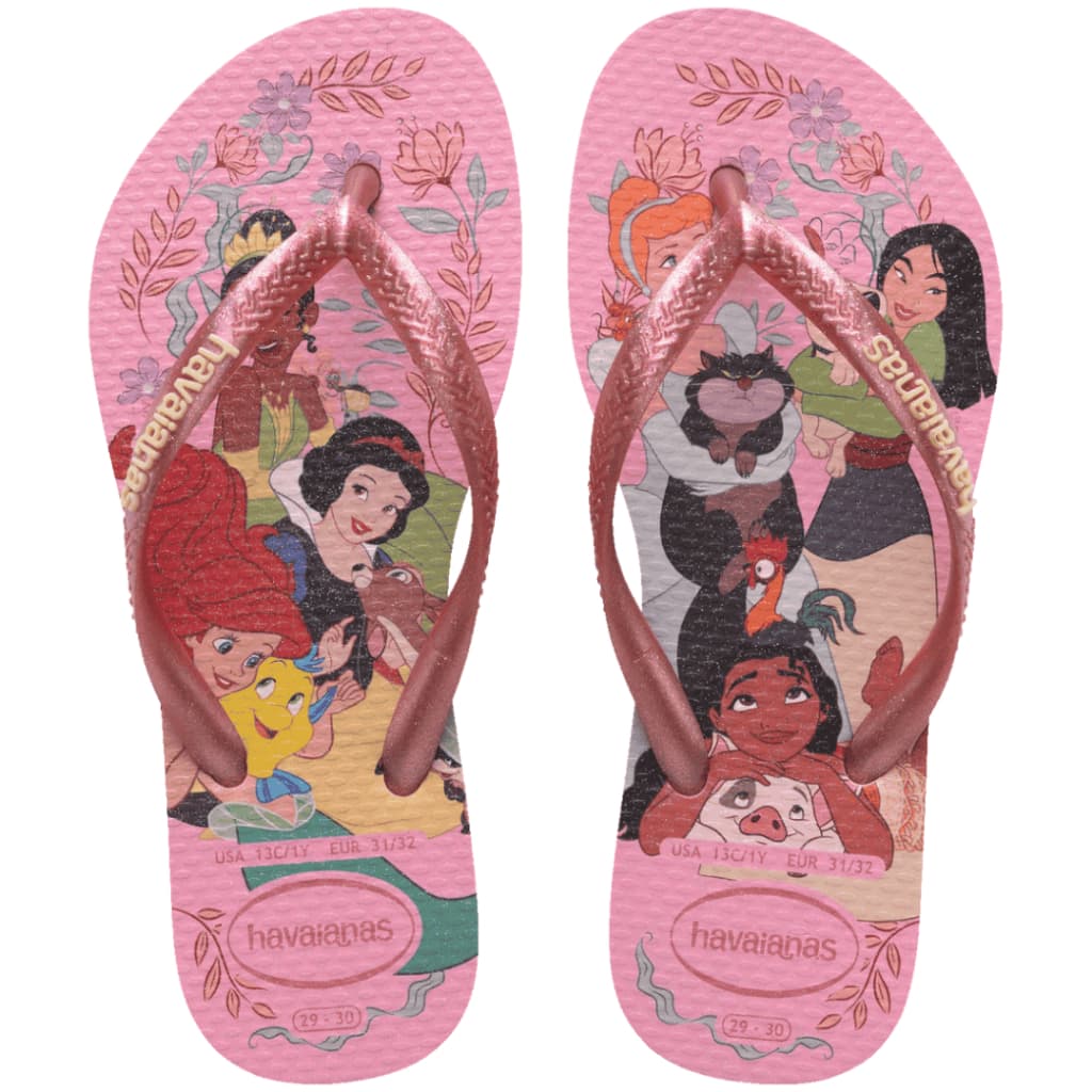 Chinelo Havaianas Kids Oficial Personagens Slim Princesas Meninas