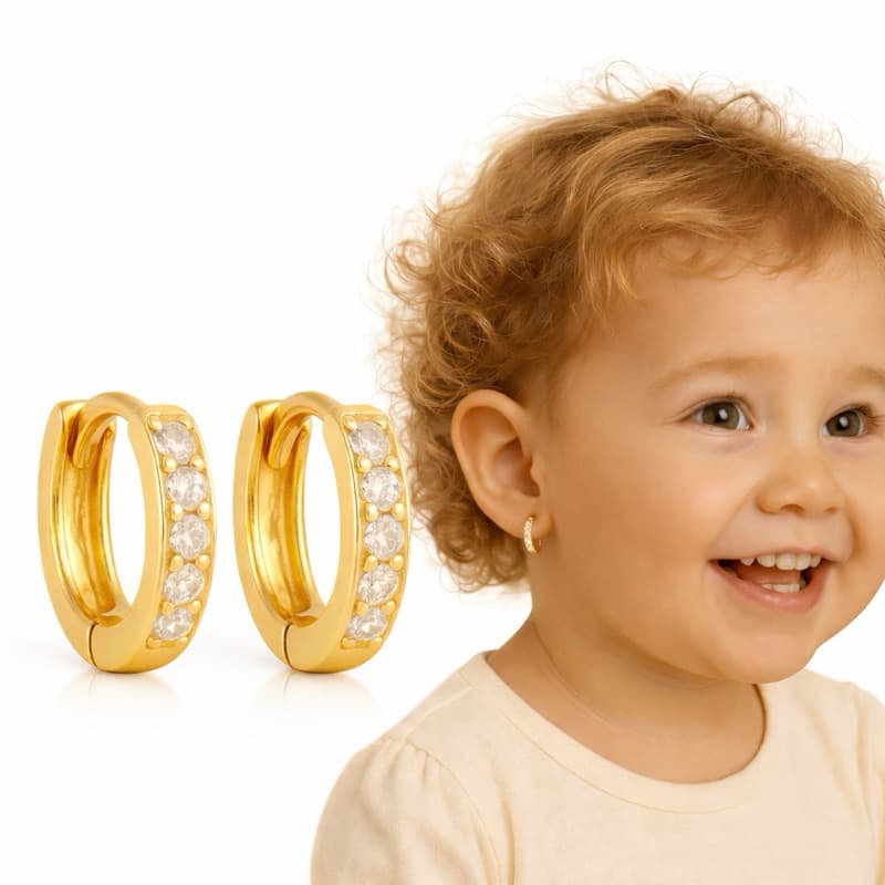 Brinco Infantil Argolinha Click Antialérgico Banhado A Ouro 18k Com Garantia