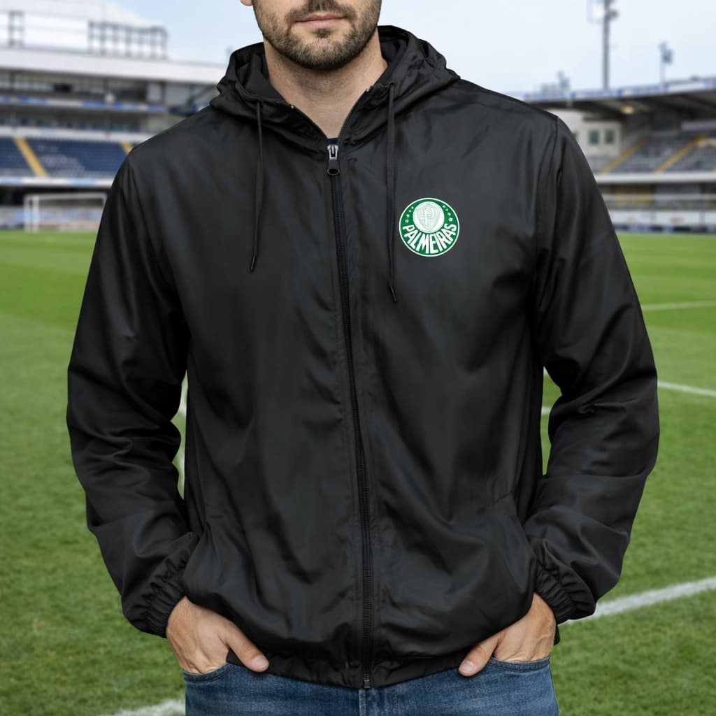 Jaqueta Corta Vento Palmeiras Unissex Com Capuz Promoção Times futebol torcedor
