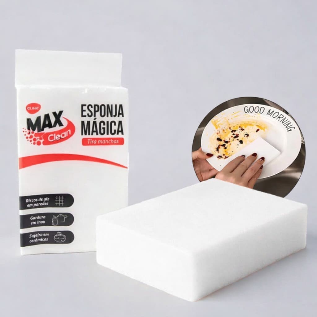 Kit  10 20 50 Esponja Mágica Branca Melamina Bucha Tira Mancha Limpeza Desengordura Max Clean