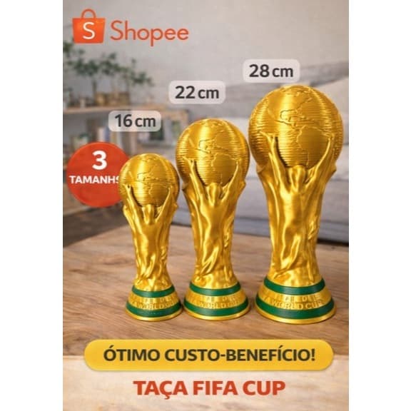 Taça Copa do Mundo 2026 Decoração Futebol