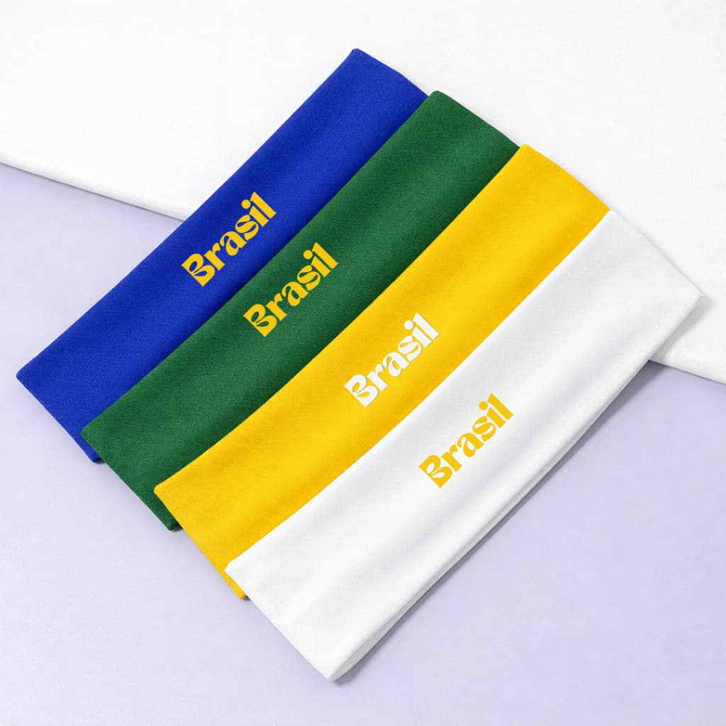 Faixa De Cabelo Unissex Copa Esporte - Academia - Corrida Estampa Brasil