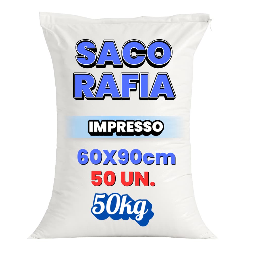 KIT 50 Sacos Ráfia 60x90 Novo Com Impressão 50kg Novo Grande Entulho Obra Saca Rafia