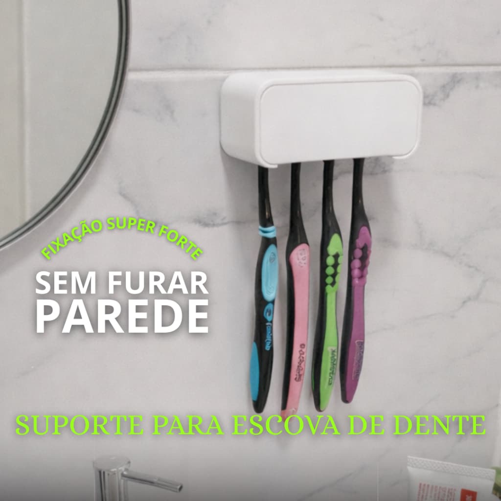 Suporte para Escova de Dente – Fixação Super Forte Sem Furar Parede