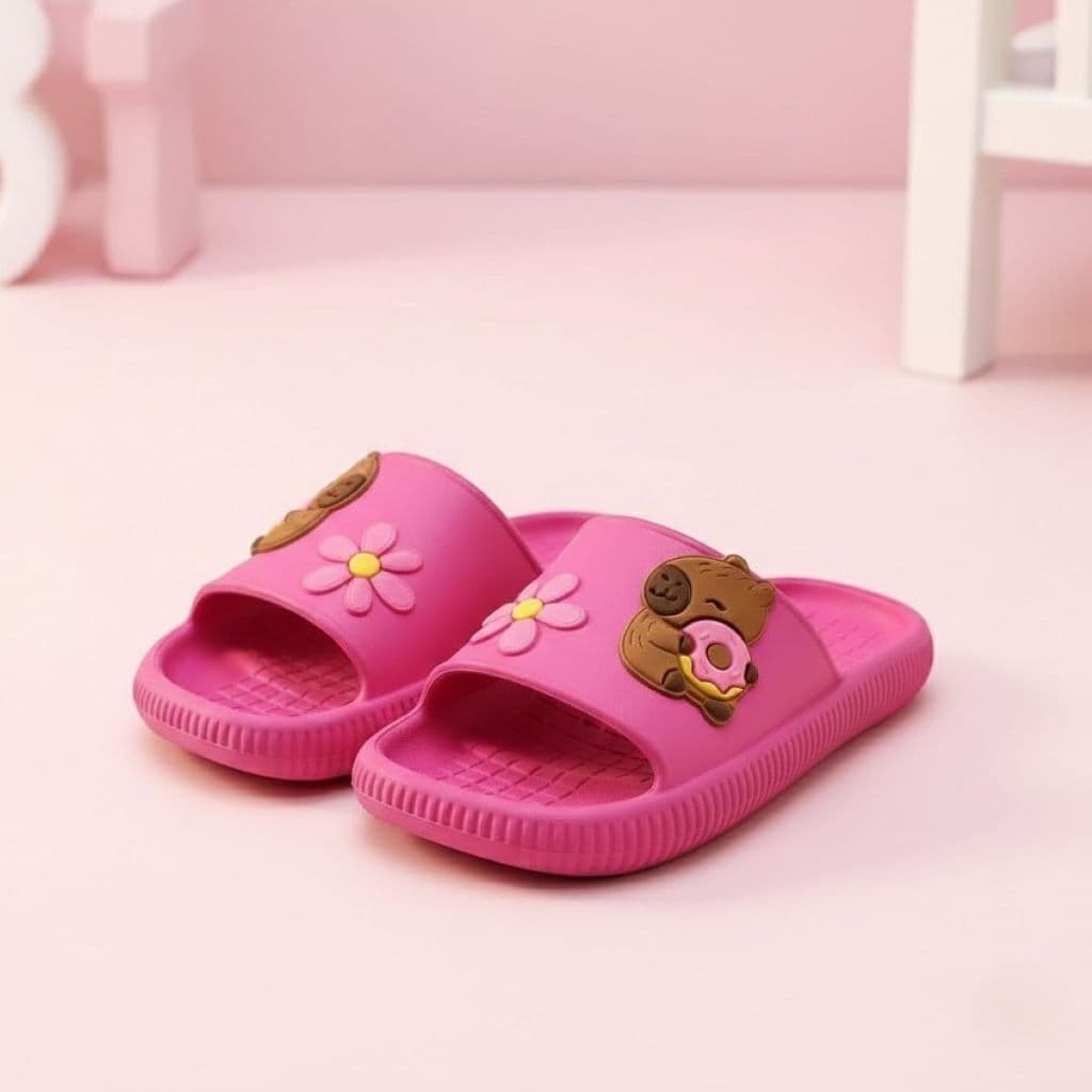 Chinelo Nuvem Ultra Macio Infantil Adulto – Personagem Capivara e Flor