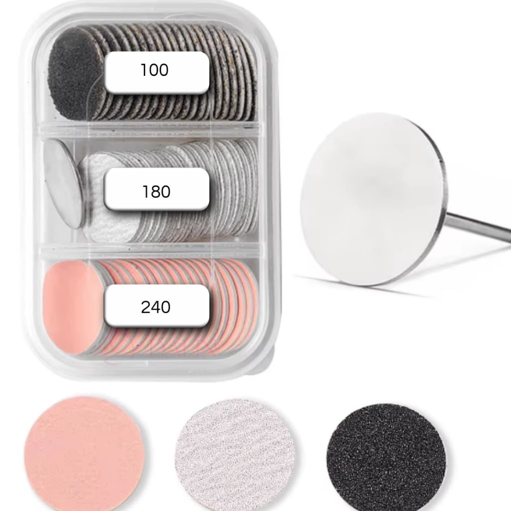 Broca Disco + Refis Gramaturas 100 + 180 + 240 para unhas e Pedicure Spa dos Pés