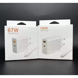 KIT Adaptador de Carga Turbo 67W /120W Tipo C + USB C cabo 1M Instantânea para