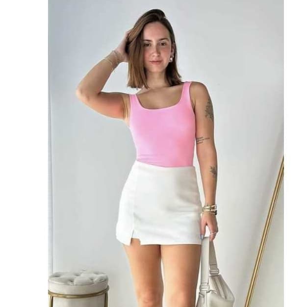 Short Saia Alfaiataria Cintura Alta Verão  Moda Feminina Curta Casual Elegante