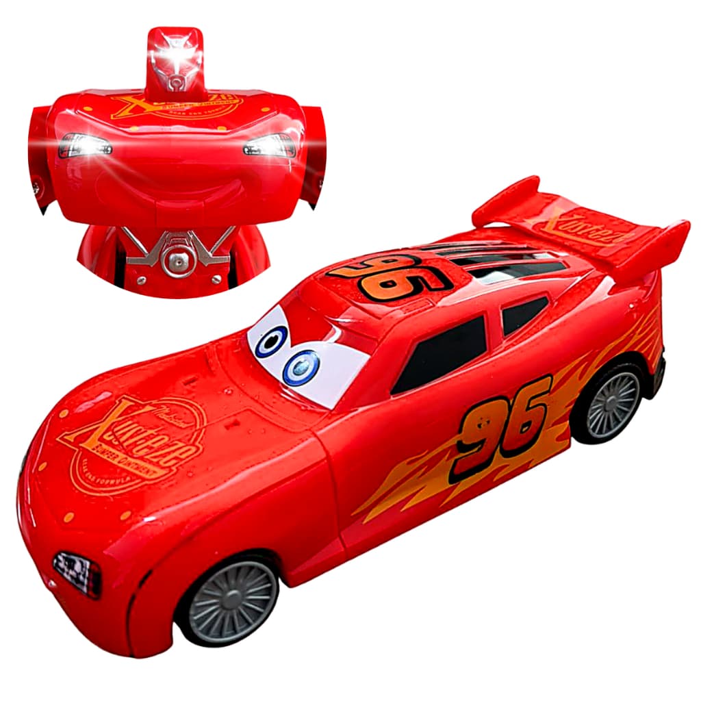 Carrinho Relampago Mcqueen Vira Robo Com Luz Som Bate Volta