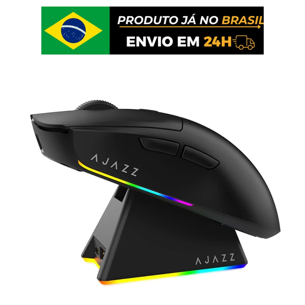 Mouse Gamer AJAZZ AJ139 V2 MC Wireless 22000DPI 1000Hz PAW3311 Com Dock Carregamento + Grips