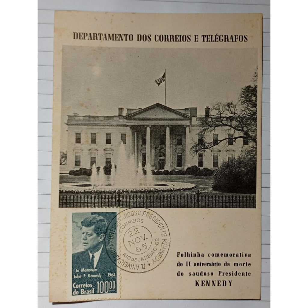 Folhinha Comemorativa com Selo – II Aniversário da Morte de John F. Kennedy – Brasil – 1965