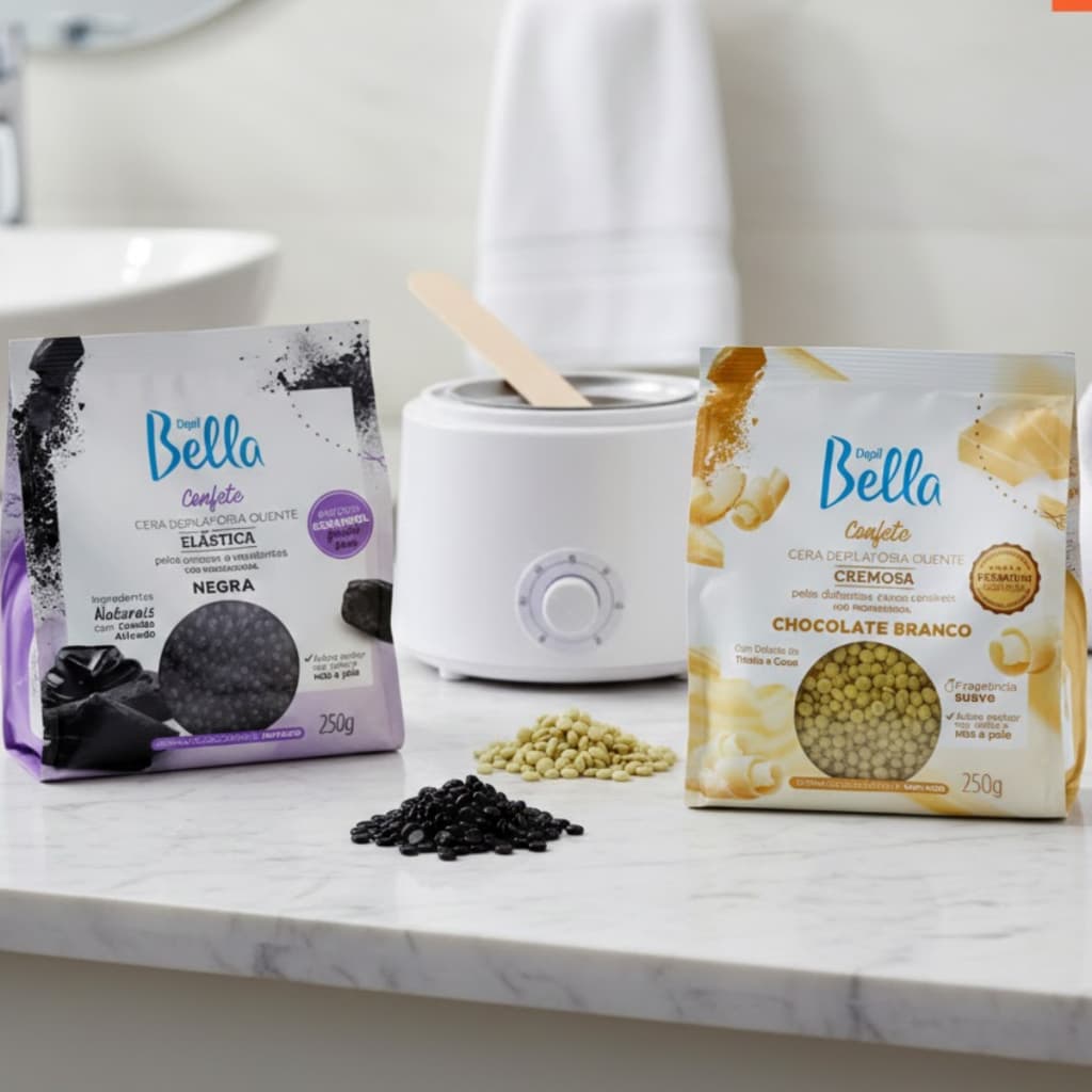 Cera Quente Confete 250g Chocolate Branco ou Negra – Depilação Profissional