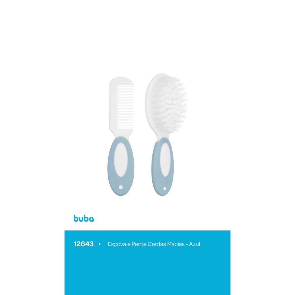 Escova e Pente Bebê Buba Cerdas Macias  Higiene Infantil