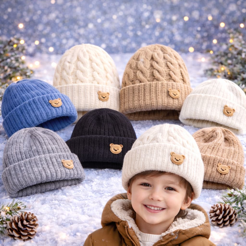 Touca Gorro Fofo Ursinho Infantil Touca Forrada Menino 3-5 Anos