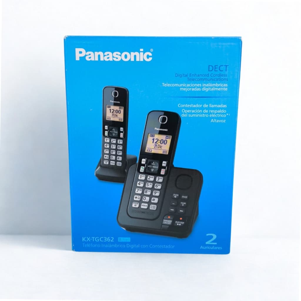 Telefone Panasonic KX-TGC362 sem fio, 2 Aparelhos, Bina, Viva-voz, Secretária Eletrônica