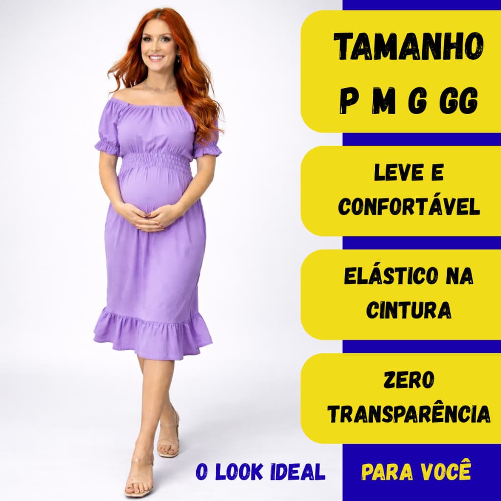Vestido Midi Gestante Soltinho Grávida Moda Maternidade Estica Na Gravidez