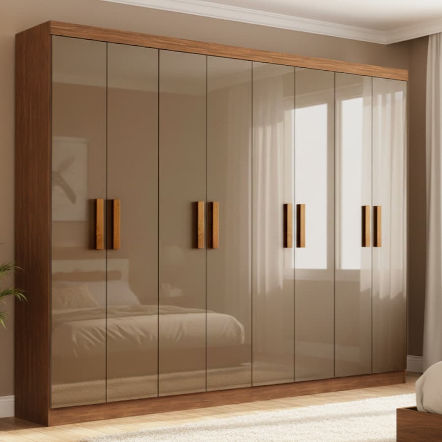 Guarda Roupas Casal Grande 8 Portas Sampa Cor Amadeirado / Reflecta